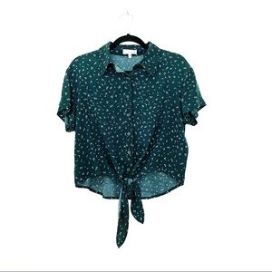 Ten Sixty Sherman Floral Knotted Button-Up Blouse